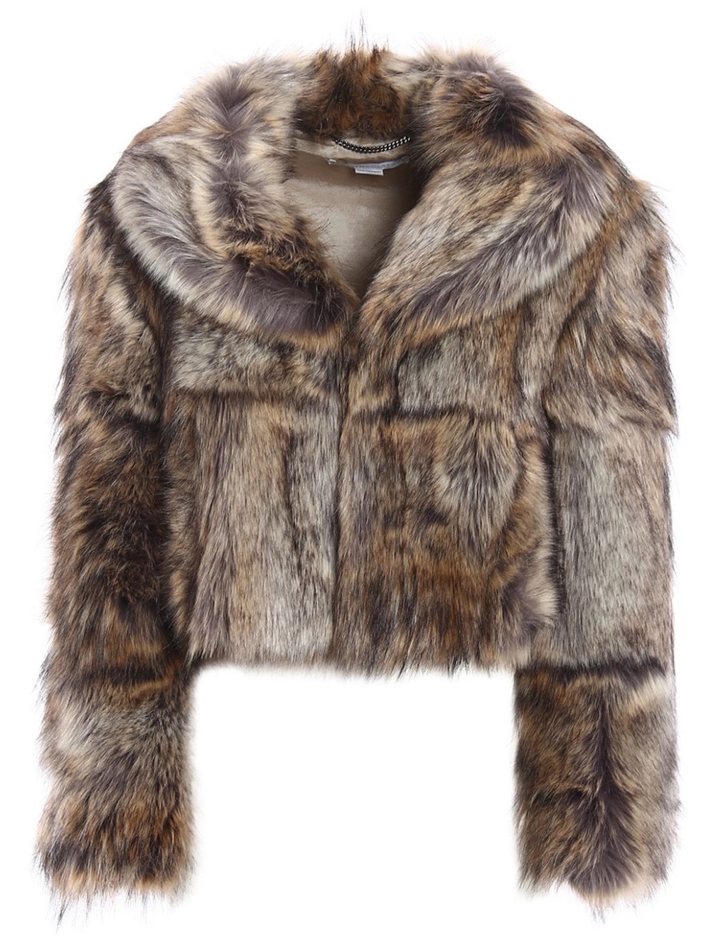 Stella McCartney Brown Multi-Tone Faux Fur Cropped Jacket Women’s Size: S